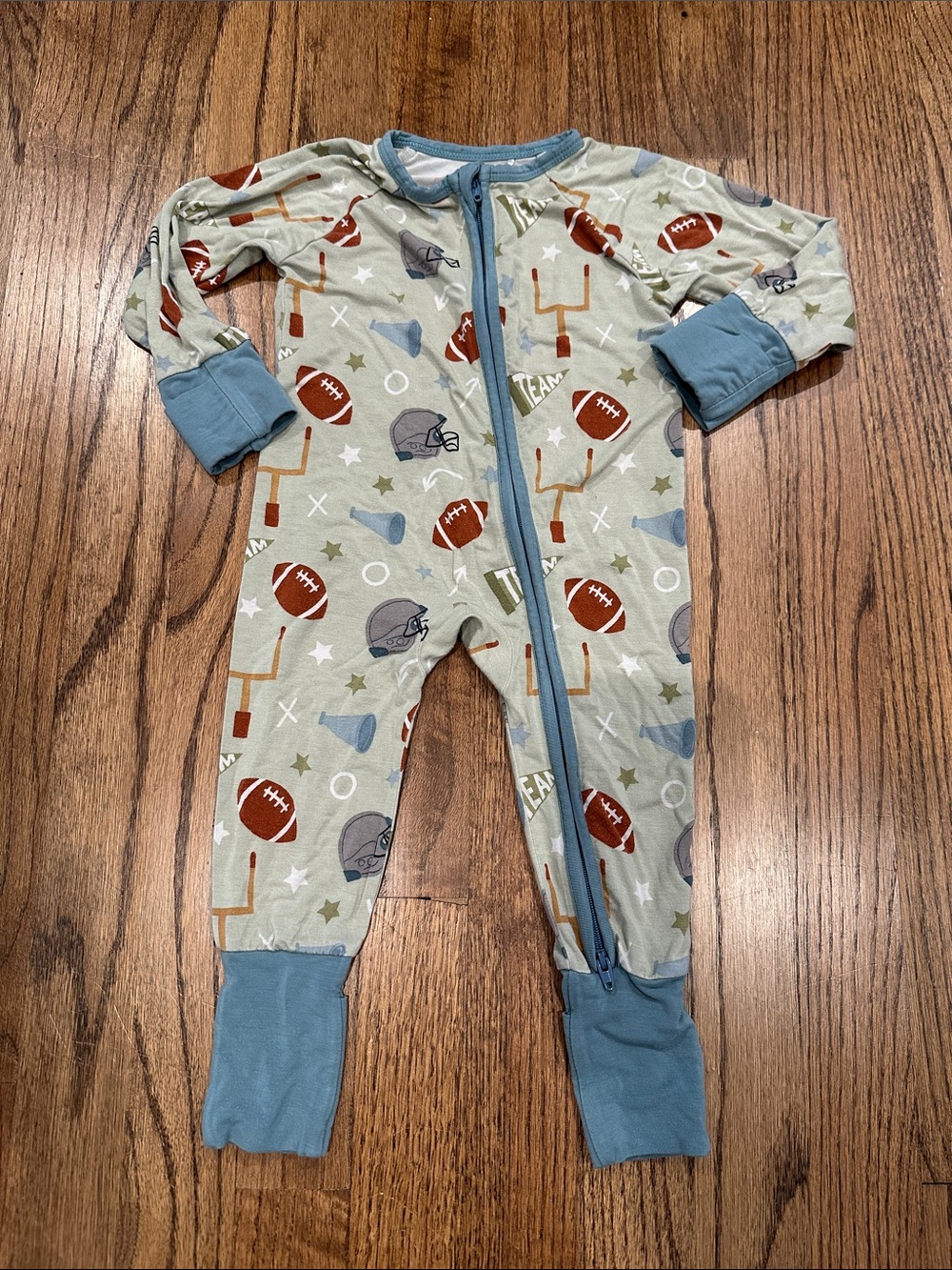 Emerson and friends- Football Print double zip pajamas. Size 6-12M